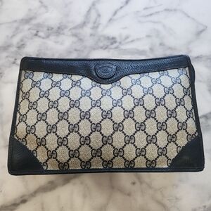 Authentic Vintage GUCCI navy blue Sherry Line Clutch